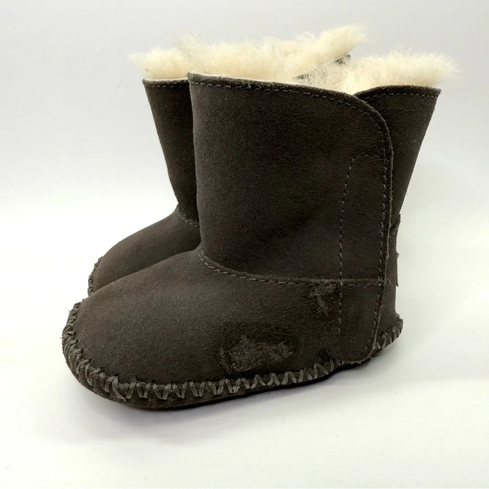 UGG Caden Suede Shearling Baby Winter Booties Grey Size 2/3